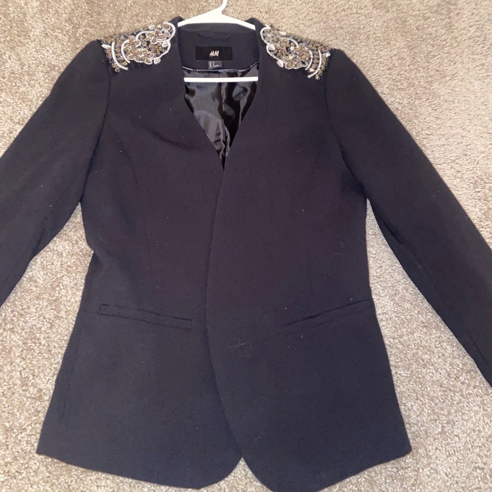 Black Appliqué Blazer